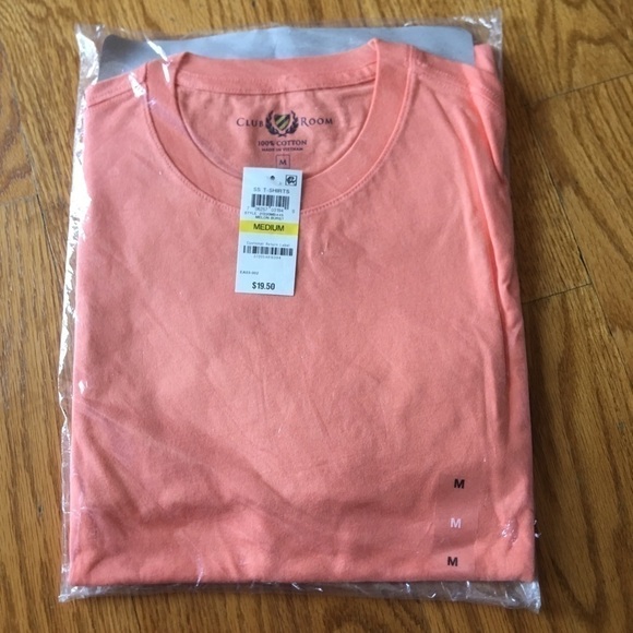 NWT mens Club Room short sleeve orange Mellon burst cotton tee Medium - Picture 1 of 2